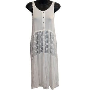 POL white racerback maxi tank dress swimwear cover size S